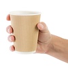 Fiesta Brown Disposable Coffee Cups Ripple Wall Kraft 340 ml (Pack of 500)