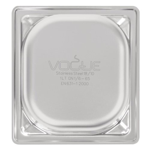 Vogue Stainless Steel Gastronorm Pan 1/6 65 mm