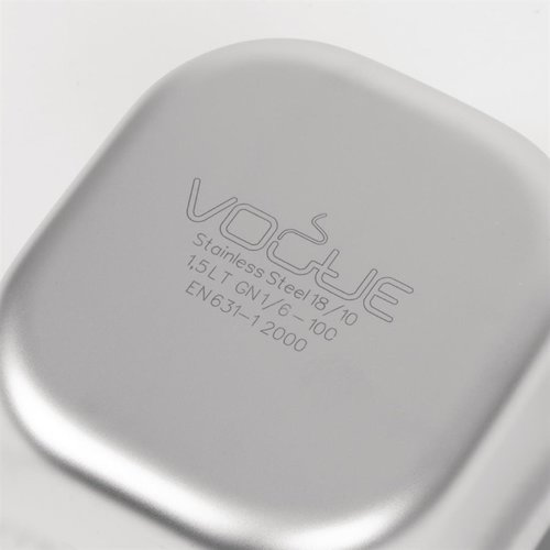 Vogue Stainless Steel Gastronorm Pan 1/6 100 mm