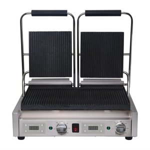 Buffalo Double Cast Iron Contact Grill, Grooved Grill Plate, 2x 210 x 226 mm, 2,9 kW Buffalo Double Cast Iron Contact Grill, Grooved Grill Plate, 2x 210 x 226 mm, 2,9 kW