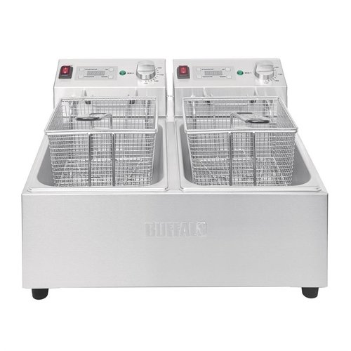 Buffalo Frytownica elektryczna 2-komorowa nastawna 2 x 5 L, 2x 2,8 kW z zegarem cyfrowym Buffalo Frytownica elektryczna 2-komorowa nastawna 2 x 5 L, 2x 2,8 kW z zegarem cyfrowym