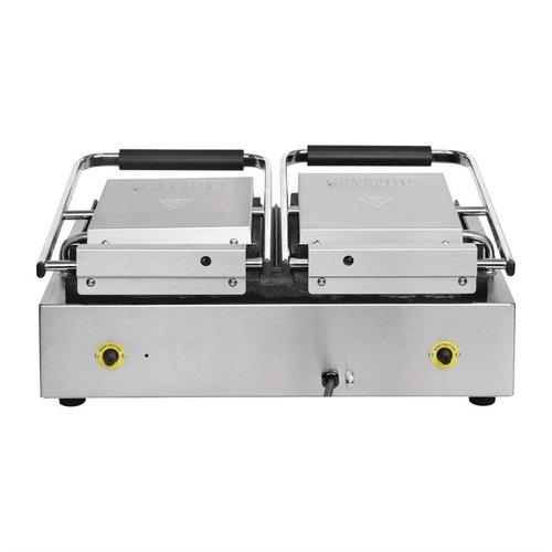 Buffalo Grill kontaktowy podwójny żeliwny, płyta 1/2 gładka 1/2 ryflowana, 210 x 226 mm, 2,9 kW