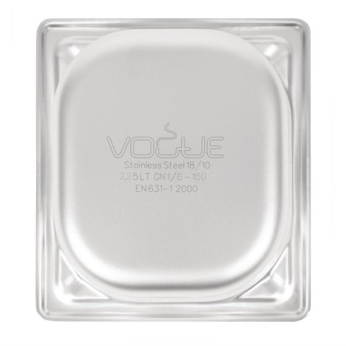 Vogue Stainless Steel Gastronorm Pan 1/6 150 mm Vogue Stainless Steel Gastronorm Pan 1/6 150 mm