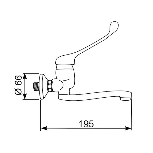 XXLselect Medical Wall Mount Kitchen Faucet with Ceramic Mixer Ø 40 mm and Spout 195 mm