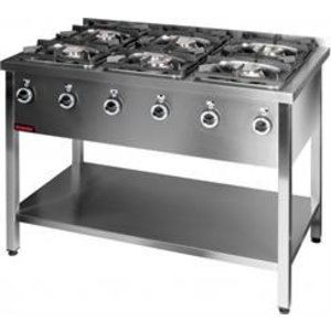 XXLselect Gas Cooker with 6 Burners with Open Base, 42 kW