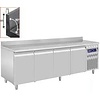 Diamond Four Door Refrigerated Table with Splashback 550 L, from -2 °C to 8 °C, Side-Mounted Compressor, Ventilated