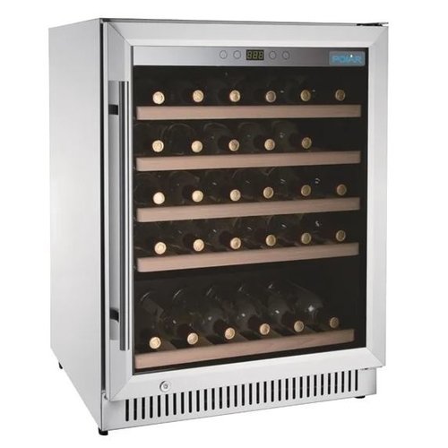 Polar Refrigeration Chłodziarka na wino podblatowa 1-drzwiowa 125L, 51 butelek od 5°C do 18°C, drzwi uchylne, srebrna Polar Refrigeration Chłodziarka na wino podblatowa 1-drzwiowa 125L, 51 butelek od 5°C do 18°C, drzwi uchylne, srebrna