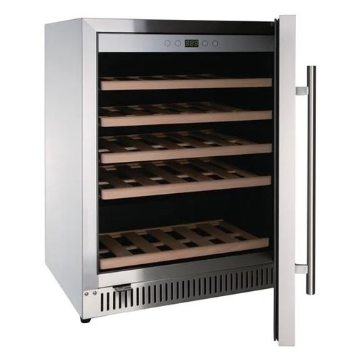 Polar Refrigeration Chłodziarka na wino podblatowa 1-drzwiowa 125L, 51 butelek od 5°C do 18°C, drzwi uchylne, srebrna Polar Refrigeration Chłodziarka na wino podblatowa 1-drzwiowa 125L, 51 butelek od 5°C do 18°C, drzwi uchylne, srebrna