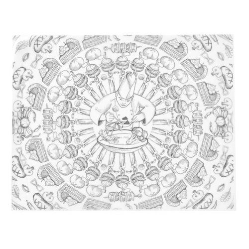 Hendi Papier pergaminowy nadruk z szefem kuchni i jedzeniem 306x305 mm 500 arkuszy