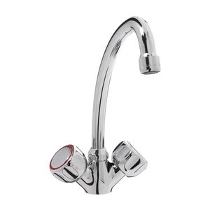 Hendi Stainless Steal Two Handle Faucet with 400 mm Spout, Water Connection Thread 1/2''