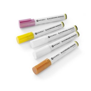 Hendi Markery kredowe ścięta końcówka 6mm, żółty, różowy, brązowy, 2 x biały - zestaw 5 szt. Hendi Markery kredowe ścięta końcówka 6mm, żółty, różowy, brązowy, 2 x biały - zestaw 5 szt.