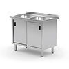 Hendi A table with two sinks, a cabinet with sliding doors, dimensions 1000x600x850 mm