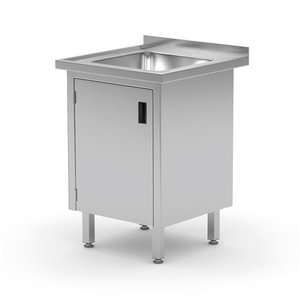 Hendi Stół ze zlewem, szafka z drzwiami na zawiasach, o wym. 500x700x850 mm Hendi Stół ze zlewem, szafka z drzwiami na zawiasach, o wym. 500x700x850 mm