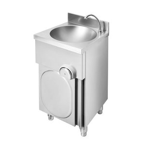 Monolith Freestanding washbasin, made of AISI 304, knee-operated, 400x400x (h) 850 mm Monolith Freestanding washbasin, made of AISI 304, knee-operated, 400x400x (h) 850 mm