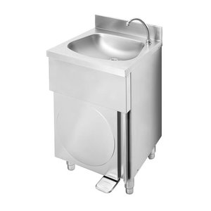 Monolith Freestanding washbasin, made of AISI 304, foot operated, 500x400x (h) 850 mm Monolith Freestanding washbasin, made of AISI 304, foot operated, 500x400x (h) 850 mm