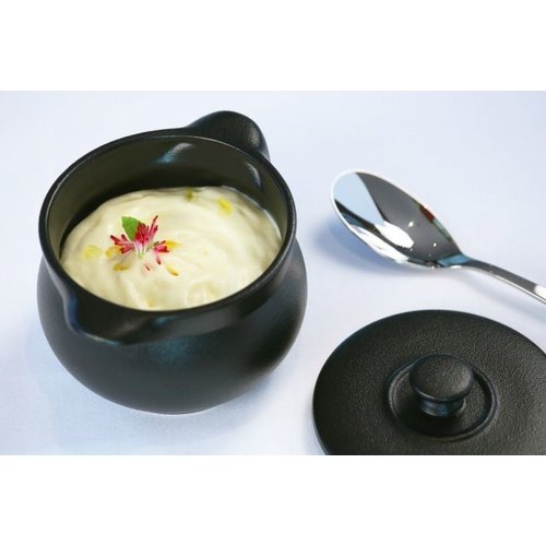 Rak Round Cream soup bowl with a lid stone 45 cl, dia. 10.6 cm Chef's Fusion line PORCELAIN Rak Round Cream soup bowl with a lid stone 45 cl, dia. 10.6 cm Chef's Fusion line PORCELAIN