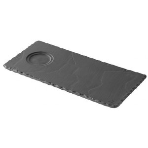 REVOL Slate-effect ceramic dessert tray with indent, matt slate style color Basalt Tray With Well For 8/18Cl line REVOL REVOL Slate-effect ceramic dessert tray with indent, matt slate style color Basalt Tray With Well For 8/18Cl line REVOL