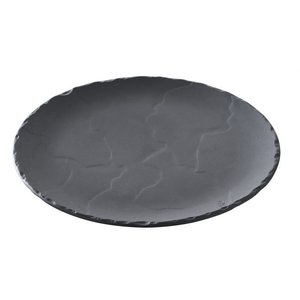 REVOL Round ceramic plate with slate effect, matt slate style color Basalt Round Plate line REVOL