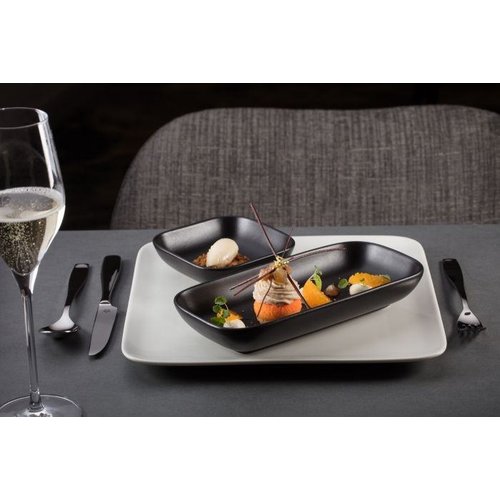 Rak Rectangular dish 22 x 11 cm AUREA black - PORCELAIN Rak Rectangular dish 22 x 11 cm AUREA black - PORCELAIN