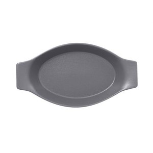 Rak Oval platter with grip, 20 x 11 cm, grey Chef's Fusion line PORCELAIN Rak Oval platter with grip, 20 x 11 cm, grey Chef's Fusion line PORCELAIN