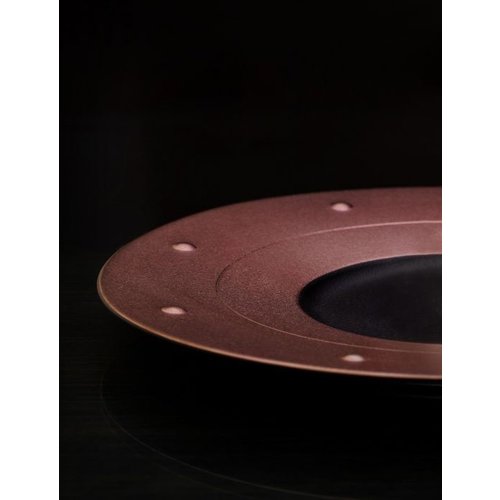 Rak Talerz płytki, Ø310 mm, Metalfusion, zdobiony, brązowy