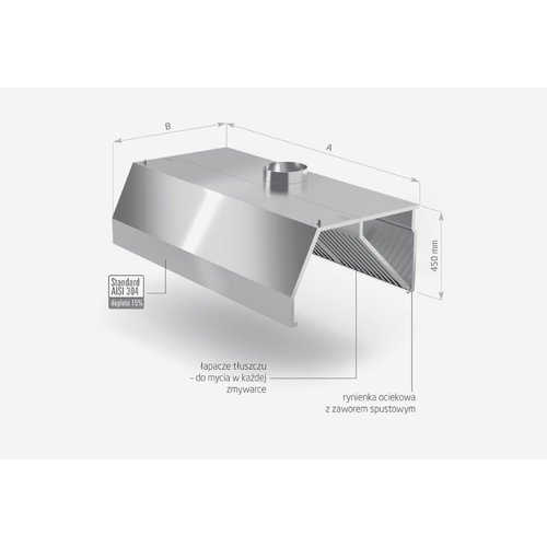 INOXI Okap przyścienny trapezowy | 1000x1400 mm