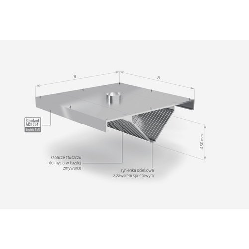INOXI Okap centralny skośny | 1600x1500 mm INOXI Okap centralny skośny | 1600x1500 mm
