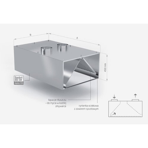 INOXI Wall mounted induction hood | 2600x900 mm INOXI Wall mounted induction hood | 2600x900 mm