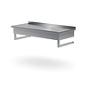 INOXI Stainless steel wall mounted work table with splashback, dimensions 400x700x(h)300 mm