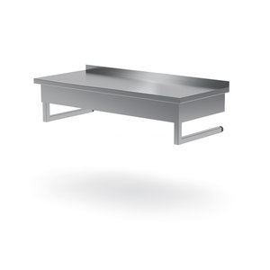 INOXI Stainless steel wall mounted work table with splashback, dimensions 1100x700x(h)300 mm