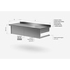 INOXI Stainless steel wall mounted work table with splashback, dimensions 1200x700x(h)300 mm