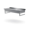 INOXI Stainless steel wall mounted work table with splashback, dimensions 1800x700x(h)300 mm