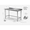 INOXI Reinforced work table with splashback without shelf | 600x600 mm INOXI Reinforced work table with splashback without shelf | 600x600 mm
