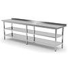 INOXI Work table with splashback and two undershelves | 2200x700 mm INOXI Work table with splashback and two undershelves | 2200x700 mm