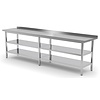 INOXI Work table with splashback and two undershelves | 2300x600 mm INOXI Work table with splashback and two undershelves | 2300x600 mm
