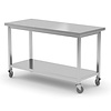 INOXI Movable table with shelf | 1400x700x850 mm INOXI Movable table with shelf | 1400x700x850 mm