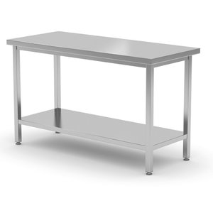 INOXI Centre work table without splashback with undershelf | 1500x700 mm