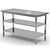 INOXI Centre work table without splashback with two undershelves | 1400x800 mm