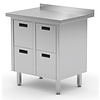 INOXI Work table with splashback and four drawers | 830x600 mm