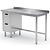 INOXI Work table with splashback, cabinet with two drawers - drawers on left side | 900x700 mm