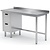 INOXI Work table with splashback, cabinet with two drawers - drawers on left side | 1100x600 mm