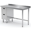 INOXI Work table with splashback, cabinet with two drawers - drawers on left side | 1400x700 mm