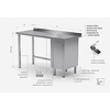 INOXI Work table with splashback, cabinet with hinged door - cabinet on right side | 900x600 mm INOXI Work table with splashback, cabinet with hinged door - cabinet on right side | 900x600 mm