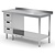 INOXI Work table with splashback, cabinet with three drawers and undershelf - drawers on left side | 800x600 mm