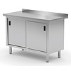 INOXI Work table with splashback, cabinet with sliding doors | 1600x700 mm