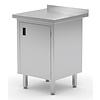INOXI Work table with splashback, cabinet with hinged door | 600x600 mm
