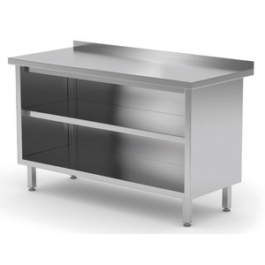 INOXI Open fronted work table with splashback | 1000x600 mm INOXI Open fronted work table with splashback | 1000x600 mm