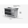 INOXI Stół przyścienny szafka otwarta | 1300x700 mm INOXI Stół przyścienny szafka otwarta | 1300x700 mm