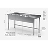 INOXI Table with three sinks without shelf - sinks on left side | 1500x700 mm INOXI Table with three sinks without shelf - sinks on left side | 1500x700 mm