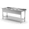 INOXI Table with three sinks and undershelf - sinks on left side  | 1500x600 mm